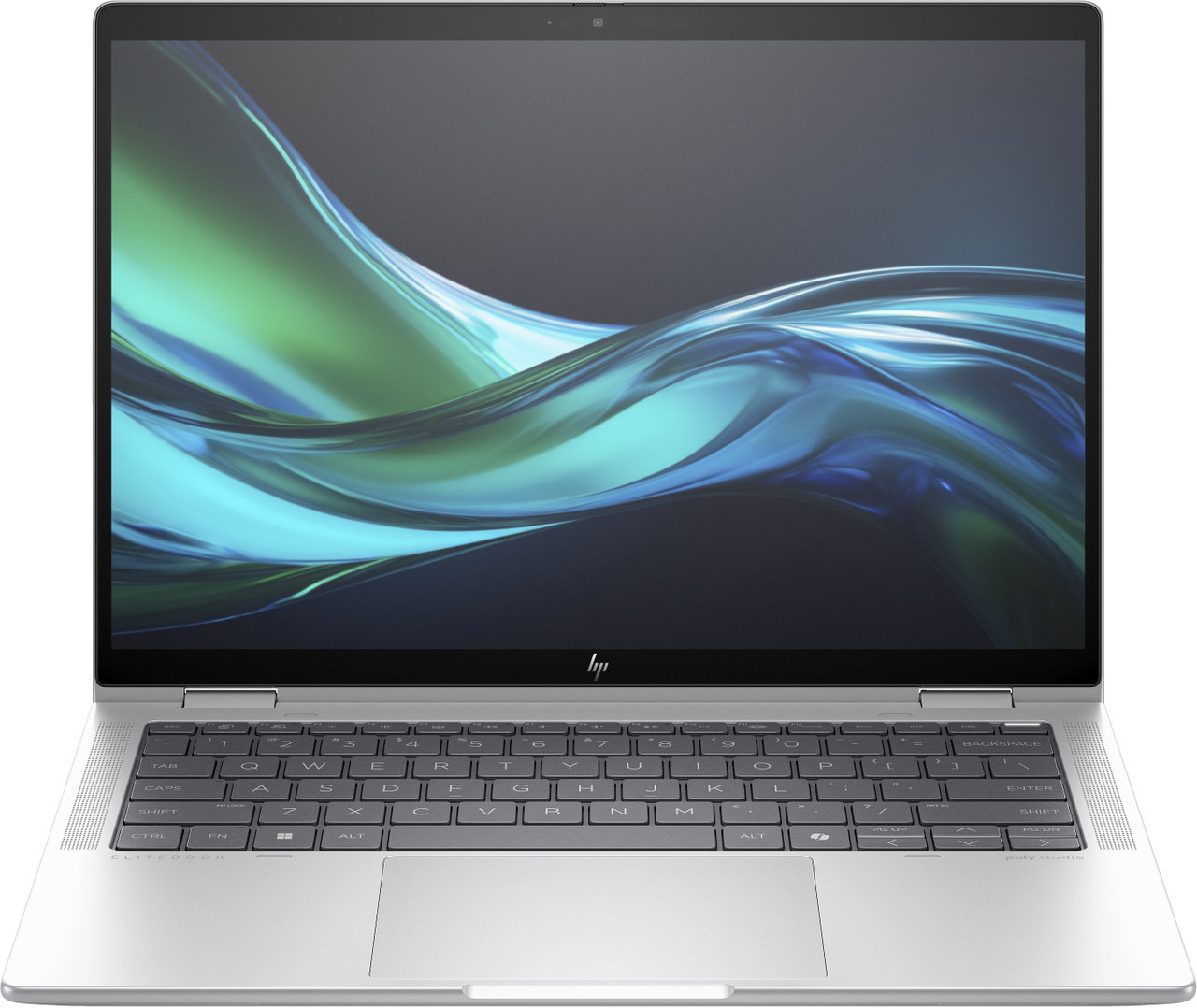 Thin profile convertible laptop showing 14.0 inch WUXGA micro-edge anti-glare touch screen panel configuration.
